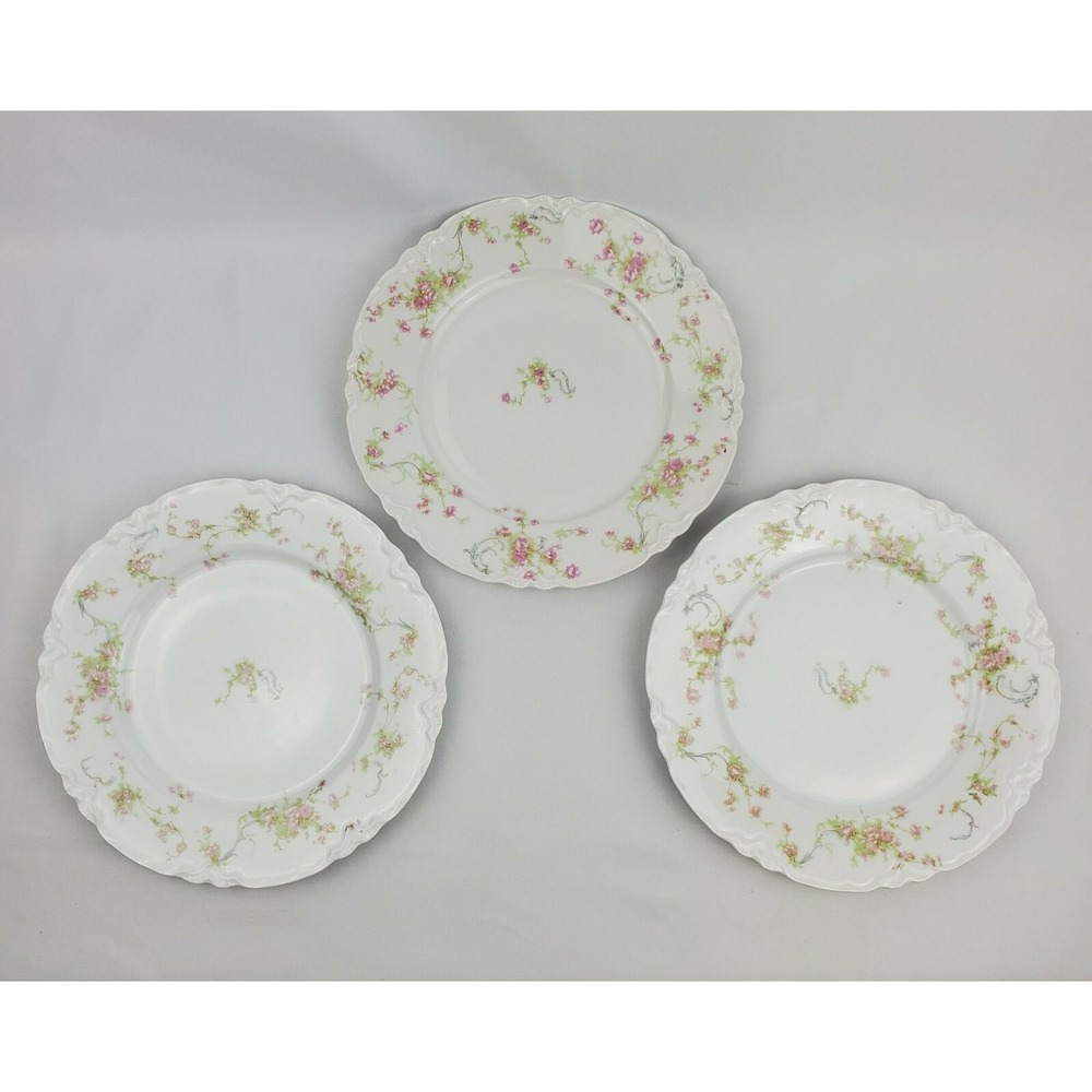 Hutschenreuther Racine Pink Floral Laurel 3 Luncheon‎ Dessert Salad Plates 8.75"